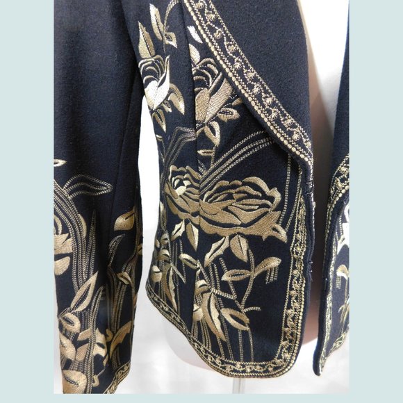 Peter Nygard Jackets & Blazers - Gorgeous Black with Gold Embroidered Flowers Size 8 - 50% off closing closet